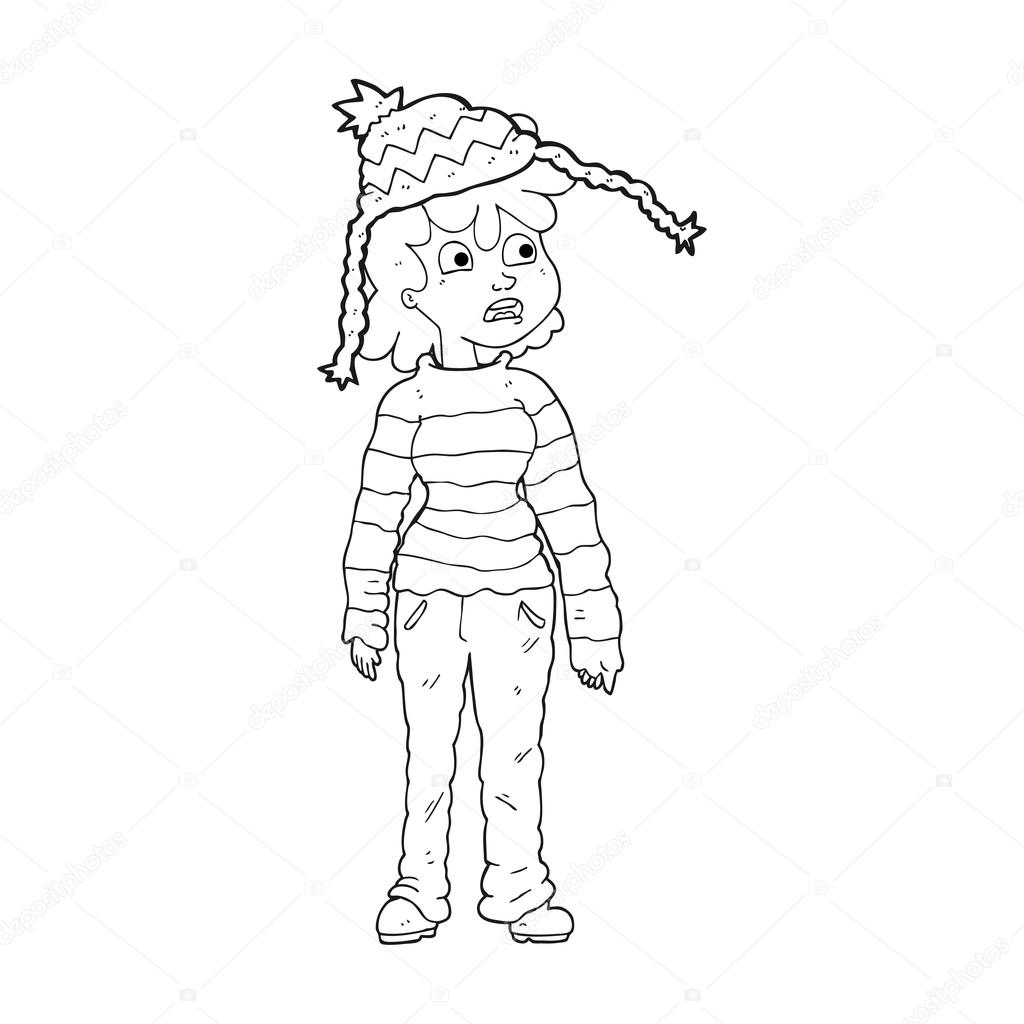 1024x1024 Black And White Cartoon Teenager Stock Vector Lineartestpilot