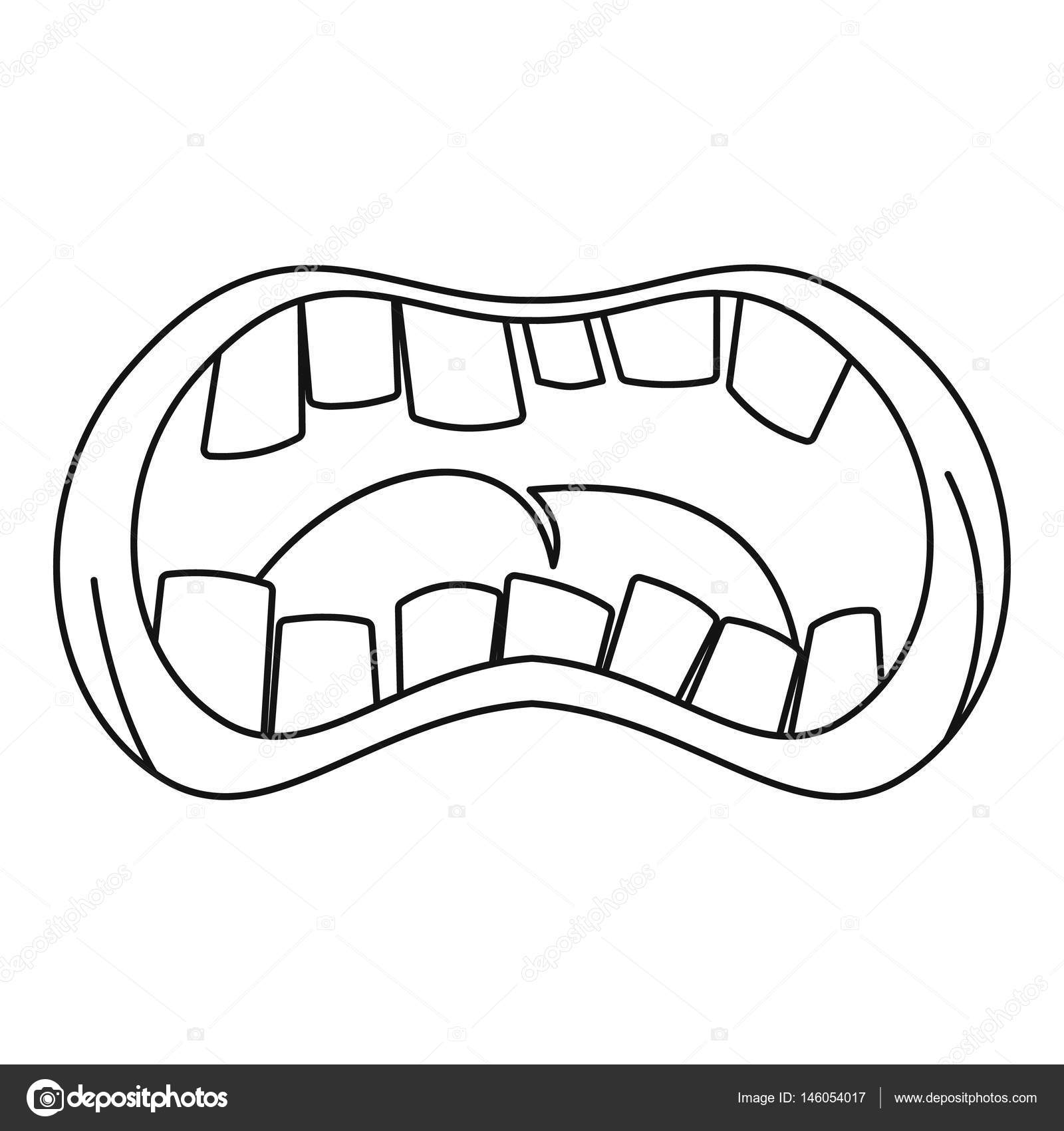 1600x1700 Open Mouth With Crooked Teeth Icon, Outline Style Stock Vector