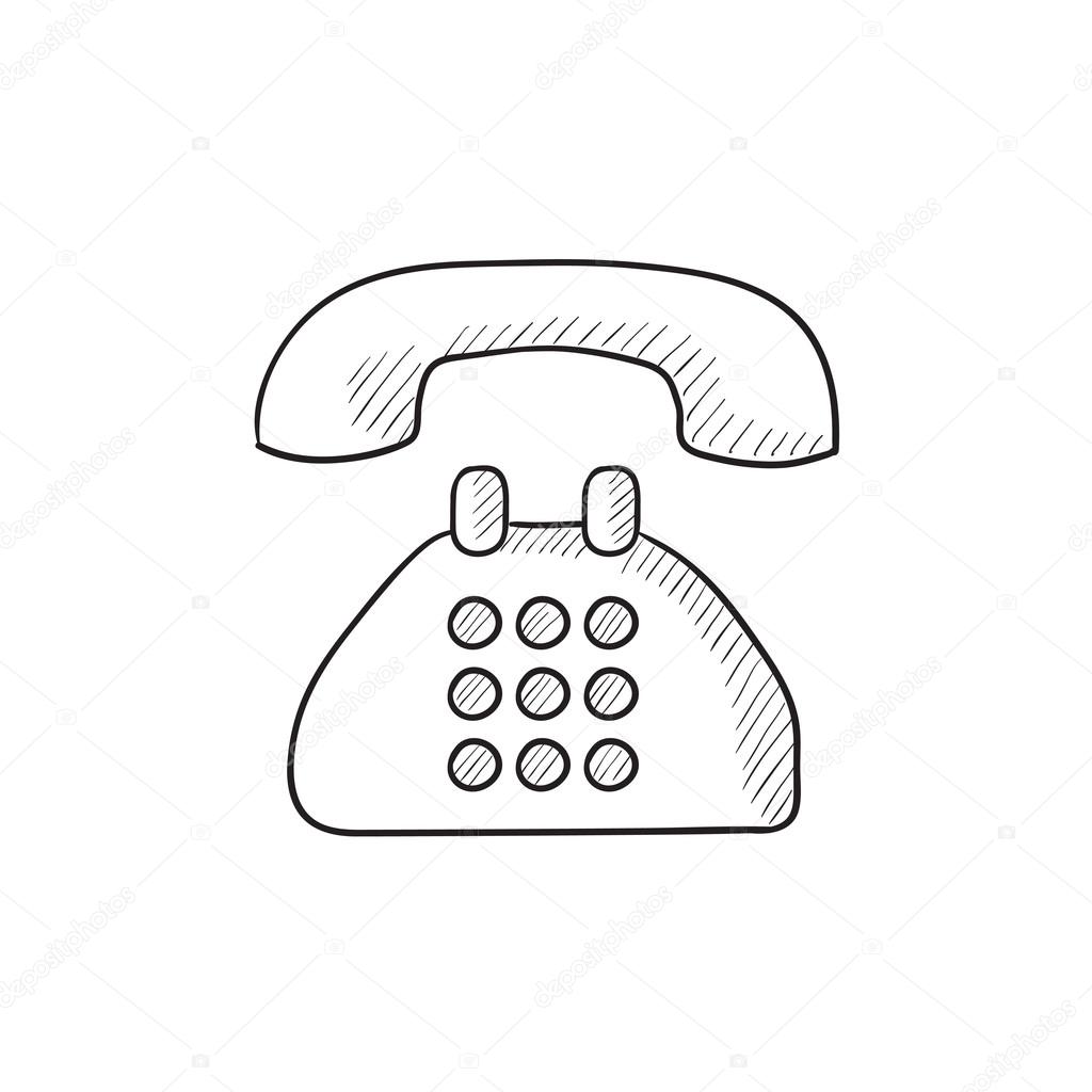 1024x1024 Telephone Sketch Icon. Stock Vector Rastudio