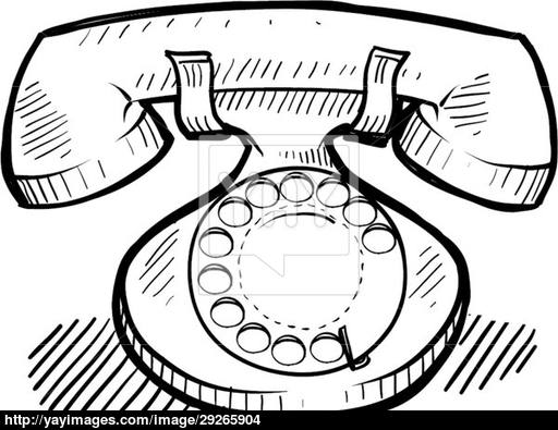 512x395 Rotary Telephone Sketch Vector
