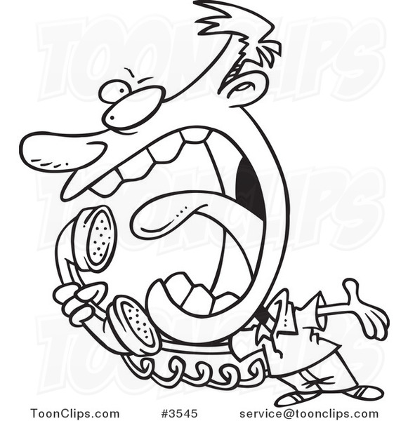 581x600 Cartoon Blacknd White Line Drawing Of Guy Screaming Into