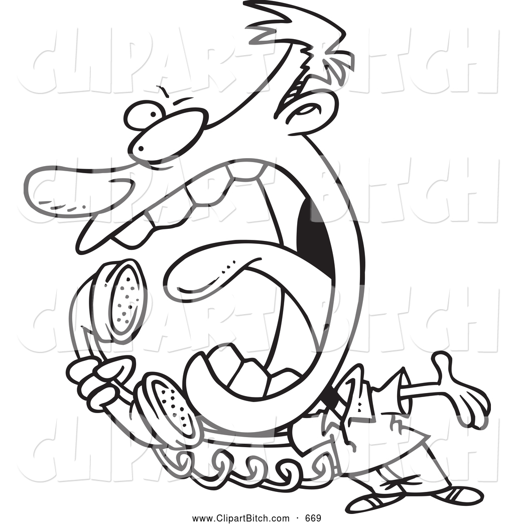 1024x1044 Clip Cartoon Art Of A Angry Man Screaming Into A Telephone By