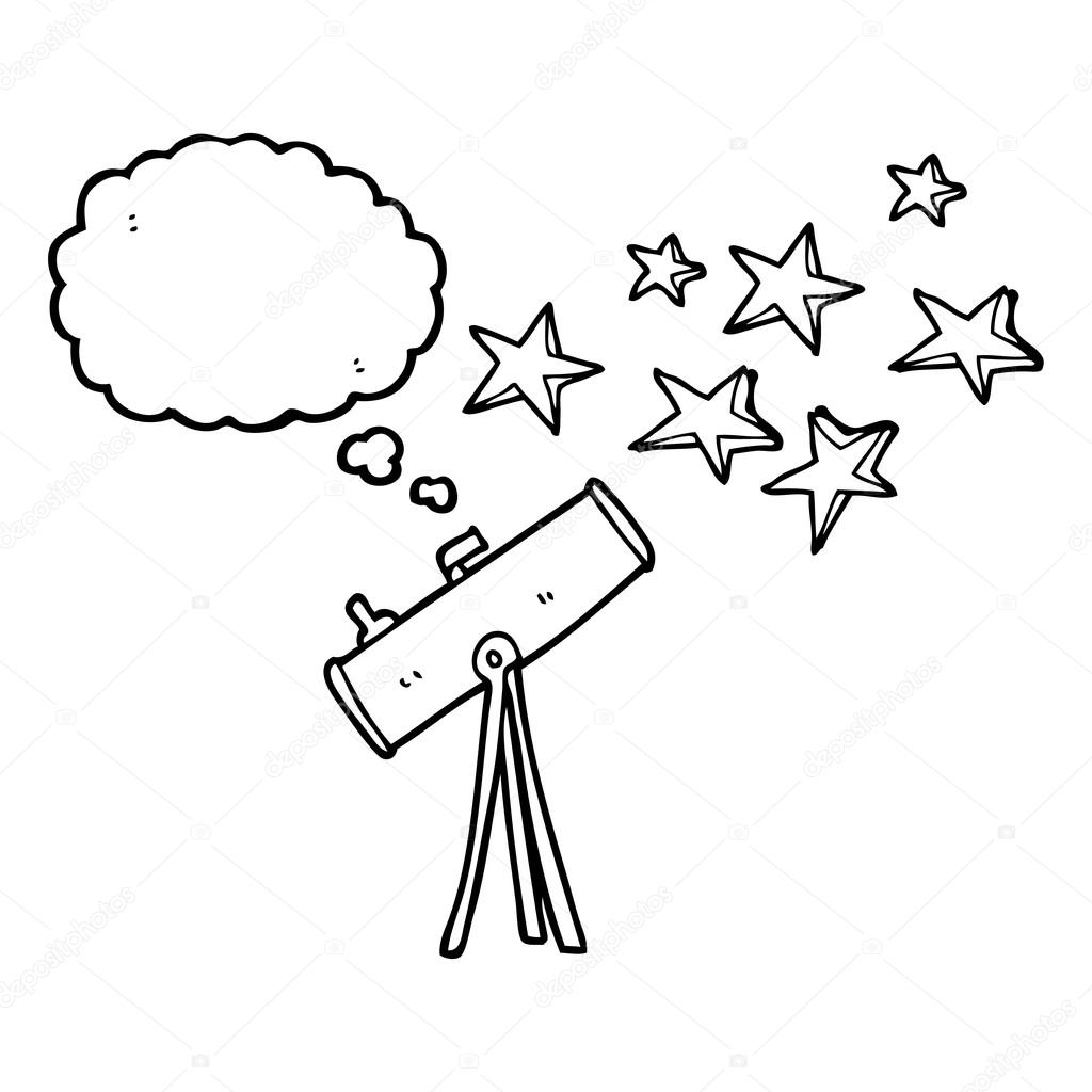 1024x1024 Thought Bubble Cartoon Telescope And Stars Stock Vector