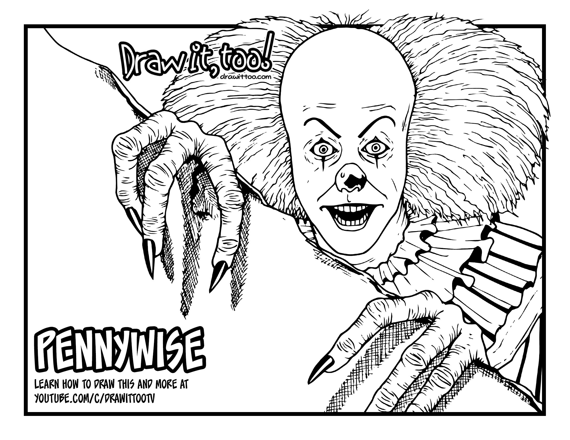 2200x1700 How To Draw Pennywise The Clown (It [1990] Tv Mini Series) Drawing