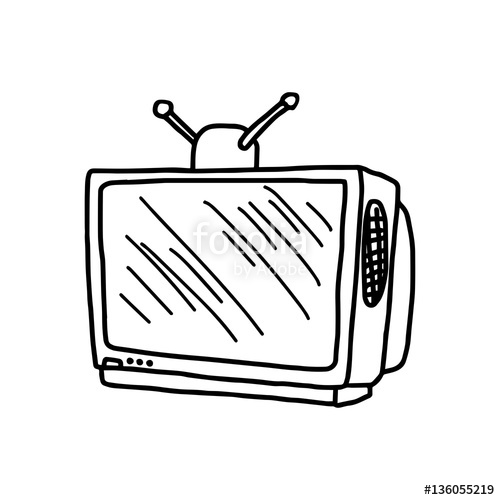 500x500 Vector Illustration Hand Drawn Sketch Of Retro Television Isolated