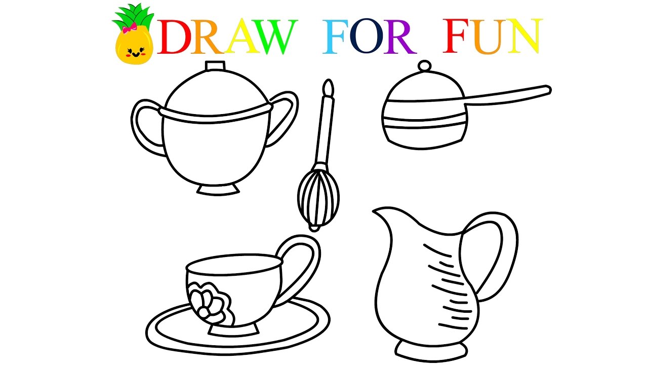 1280x720 How To Draw Kitchen Set For Baby Coloring Pages For Kids Art