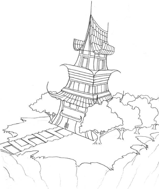 648x768 Sketch Asian Temple By Albundyland