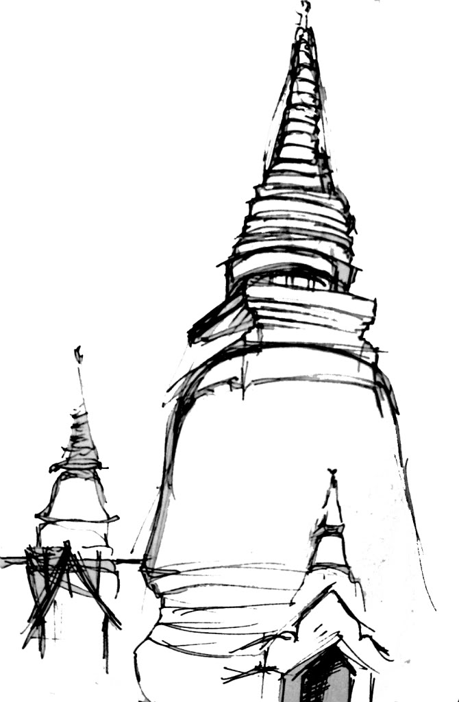 670x1024 Buddhist Temple Sketch