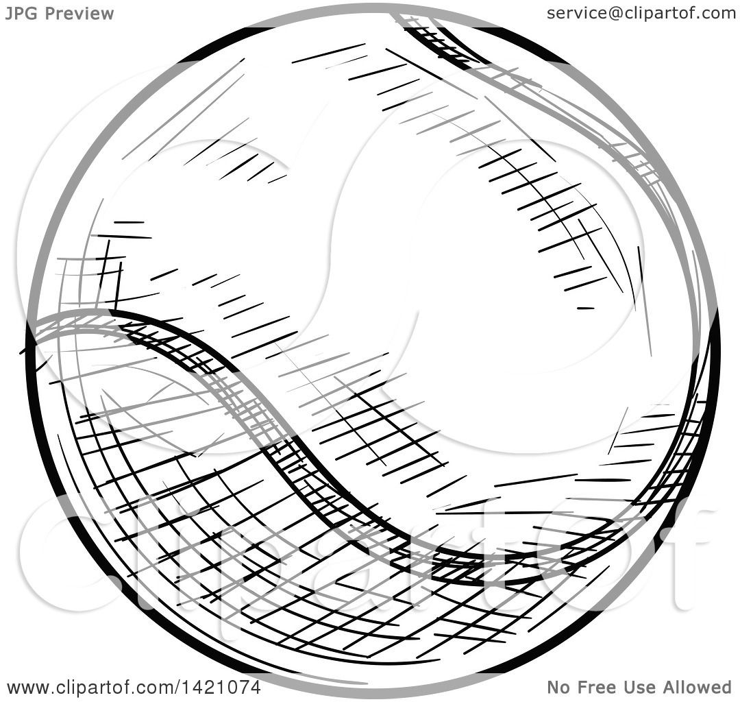 1080x1024 Sports Clipart Of A Black And White Sketched Tennis Ball