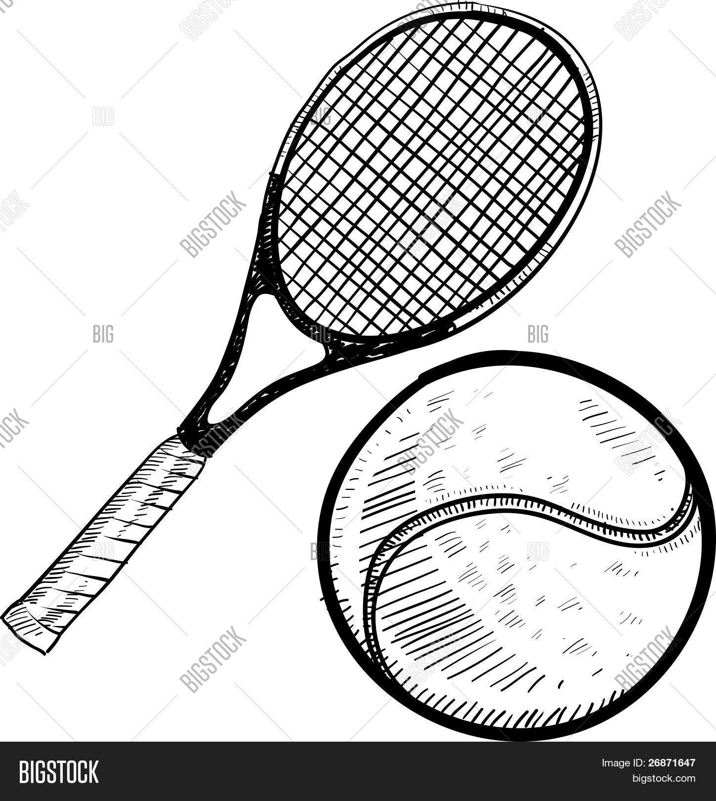 1449x1620 Tennis Ball Racket Sketch Vector Amp Photo Bigstock