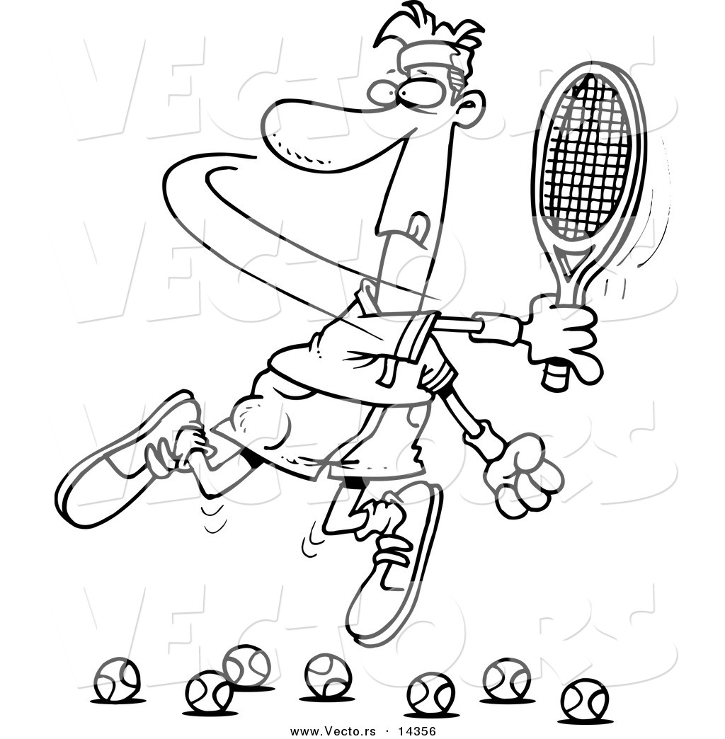 1024x1044 Vector Of A Cartoon Male Tennis Player Trying To Hit Balls