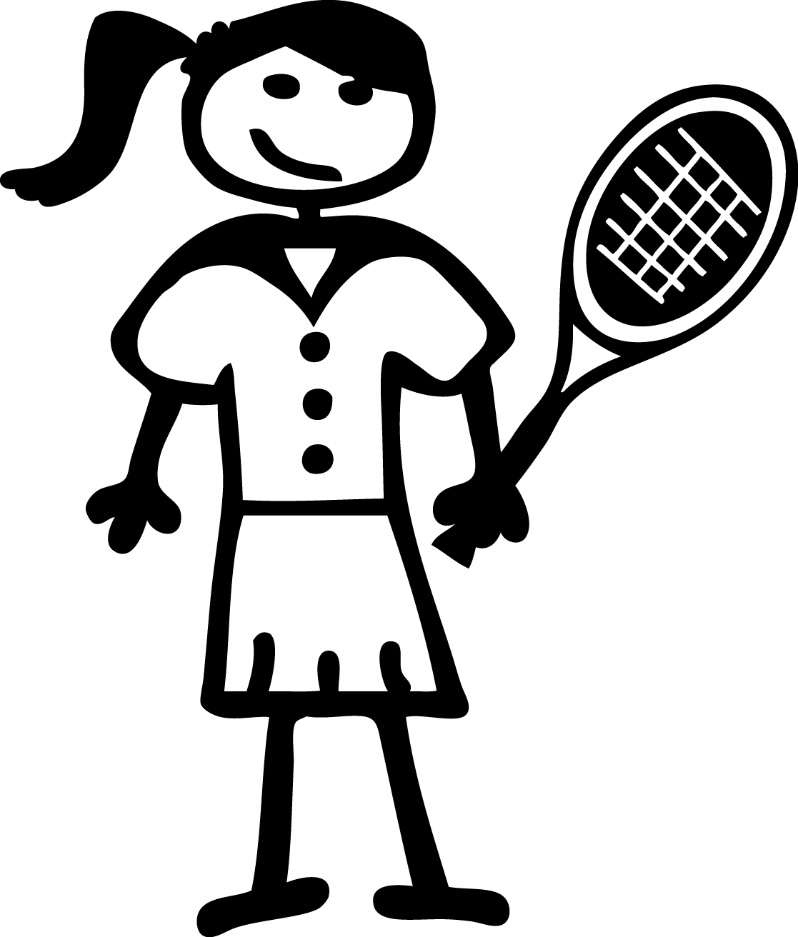 1117x1312 Tennis B Stick Girl Female Child Sticker Decal Car Window Famil