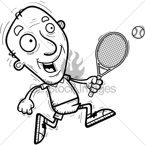 500x500 Cartoon Senior Tennis Player Running Gl Stock Images