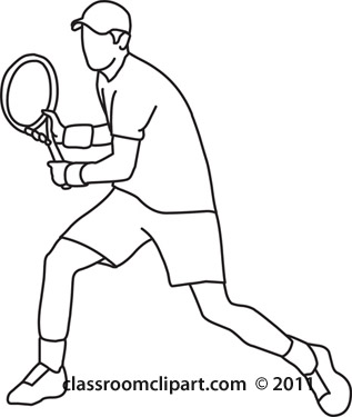 317x375 Sports Clipart Tennis Player Back Hand Stroke Black