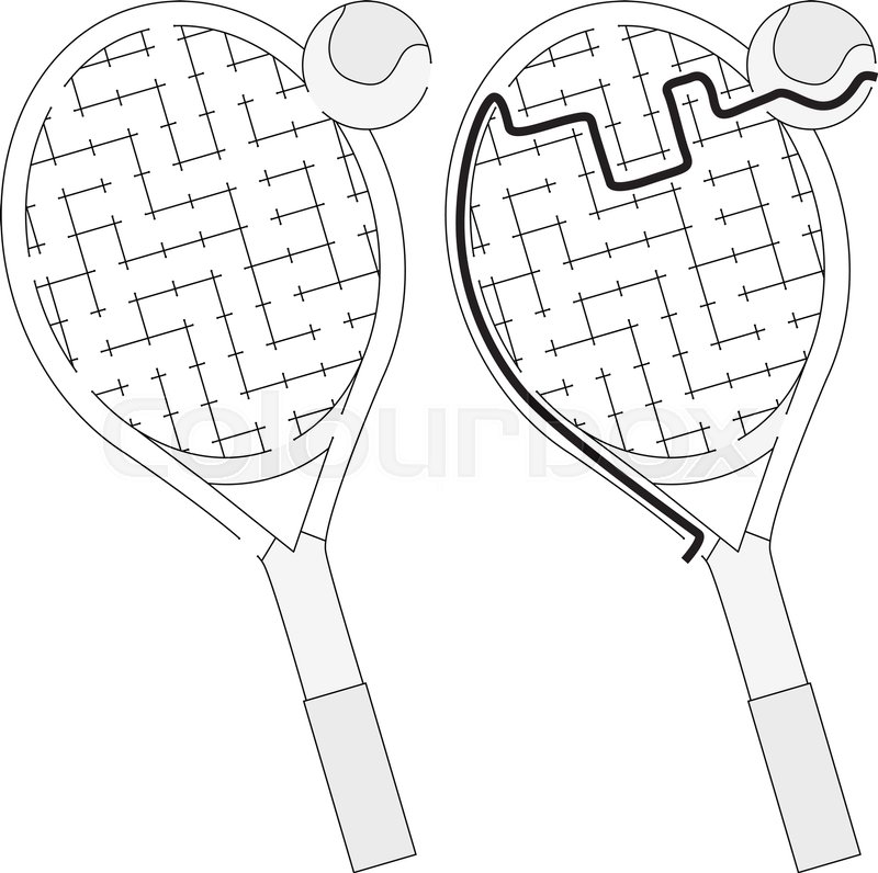800x796 Easy Tennis Racket Maze For Kids With A Solution In Black