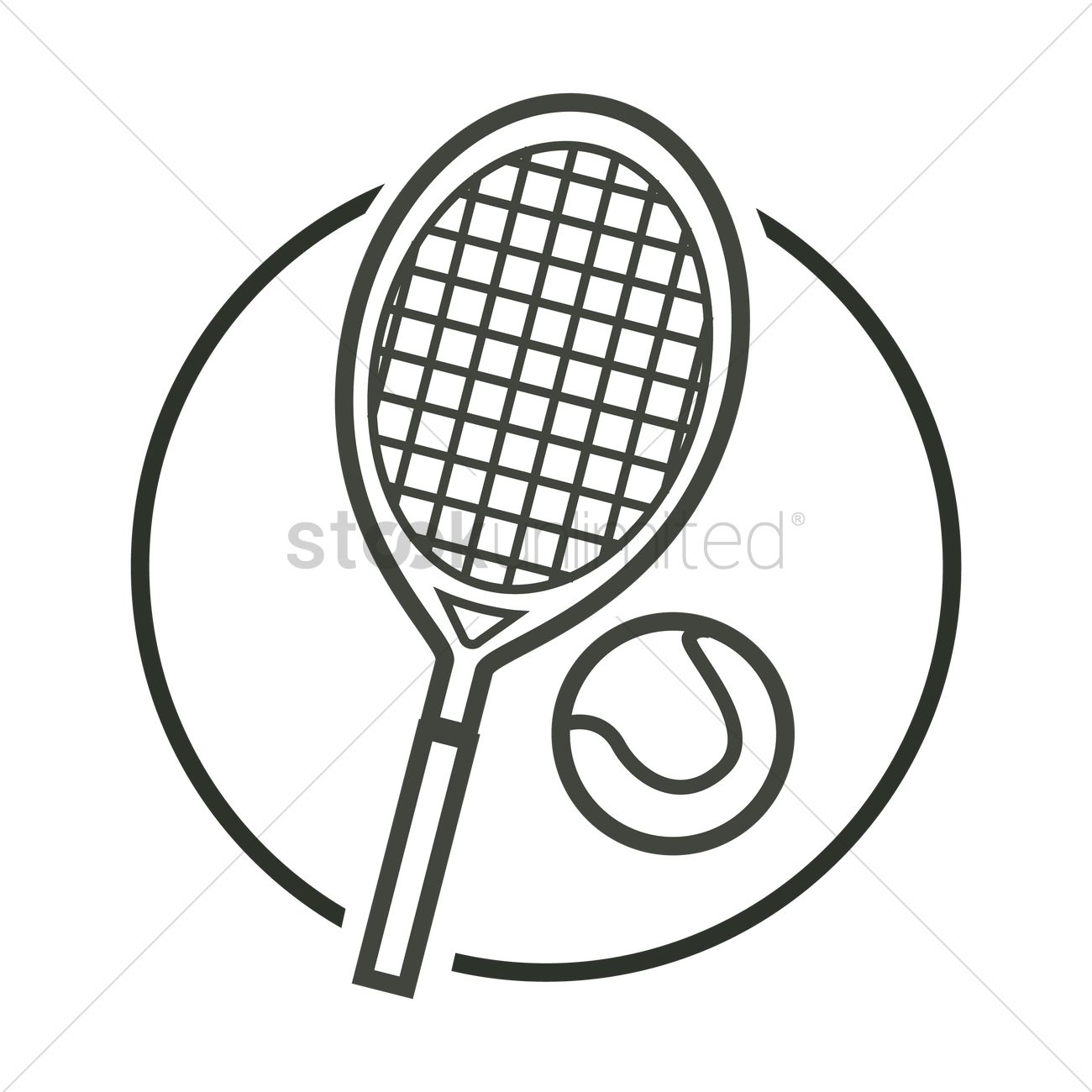 1300x1300 Tennis Racket And Ball Vector Image