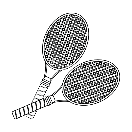 550x550 Tennis Racquet Sports Equipment Vector Illustration Icon