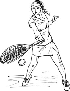 231x300 Freehand Drawn Black And White Cartoon Tennis Racket Royalty Free