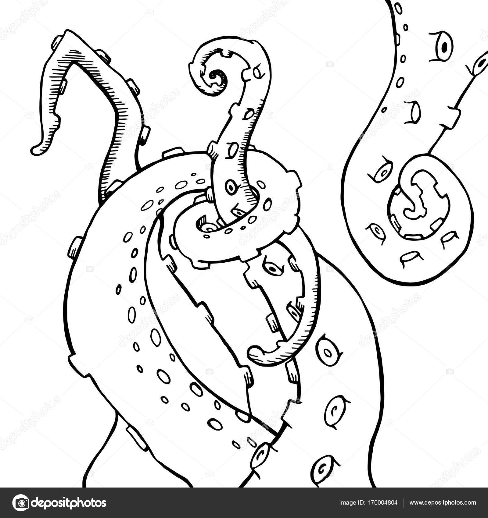 1600x1700 Vector Sketch Cartoon Octopus Tentacles Stock Vector