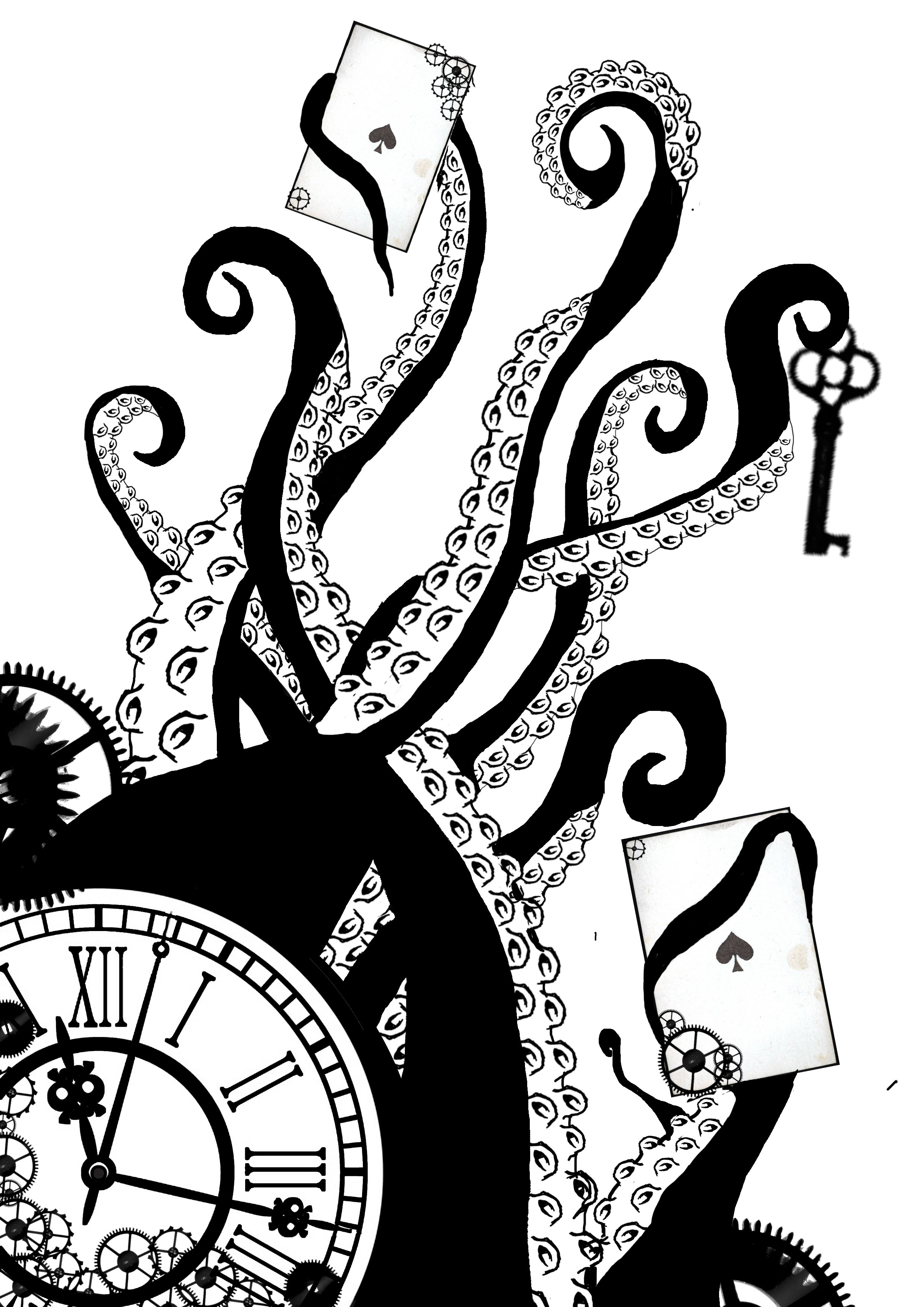2480x3508 Steampunk Clock Drawing