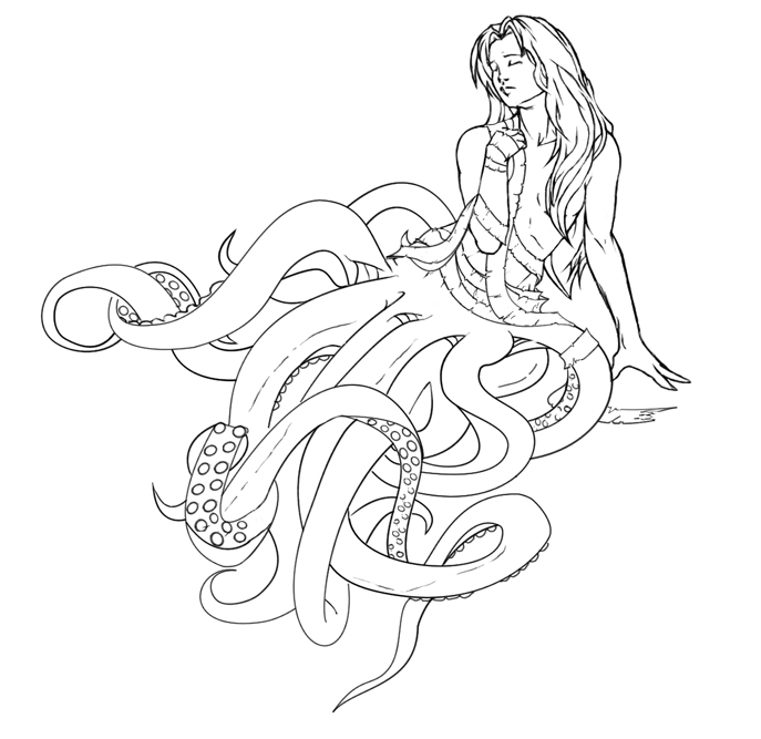 687x667 Girl With Tentacles Version 2 By Scribbletati