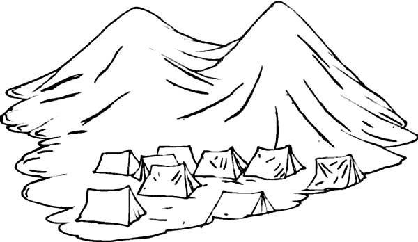 600x348 Tents Under Active Volcano Coloring Page