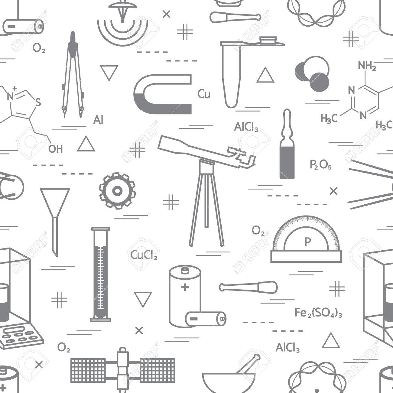 1300x1300 Seamless Pattern With Variety Scientific, Education Elements