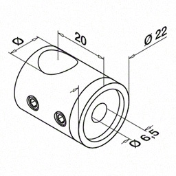 256x256 Left End Crossbar Holder 12 Rod For Square Tube, Stainless Steel