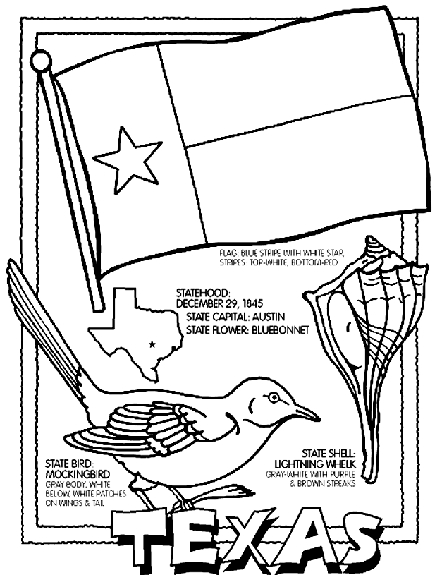 627x815 Texas Coloring Page