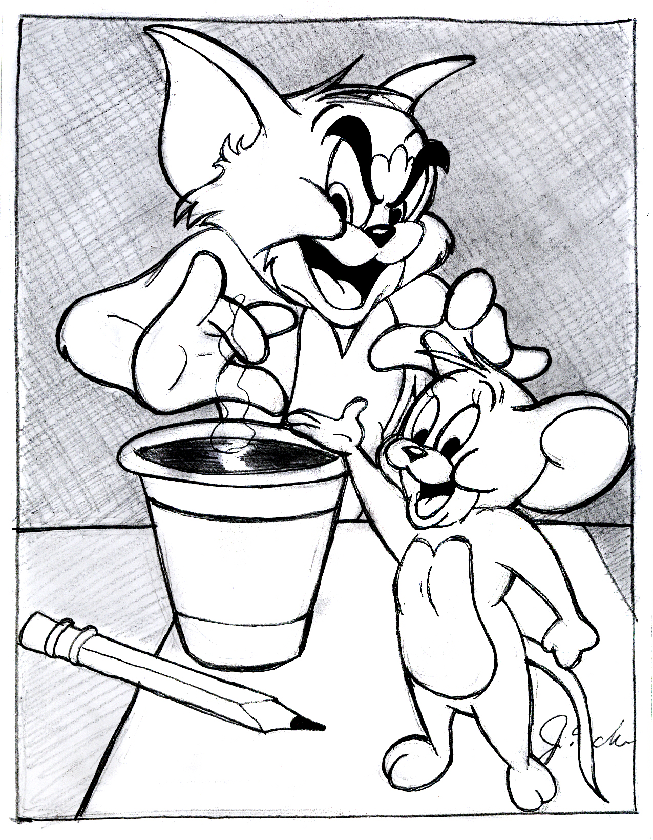 1275x1638 Scanned In And Cleaned Up Tom And Jerry Coffee Pic Texas Animator