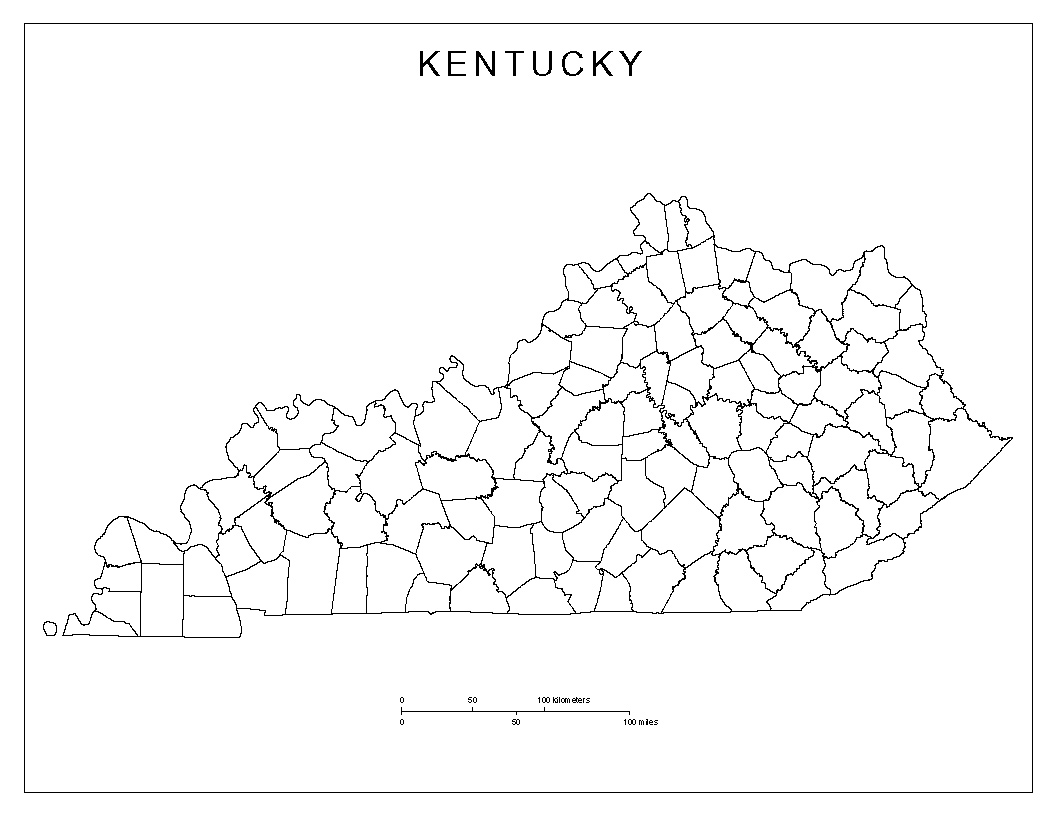 1056x815 Kentucky Blank Map