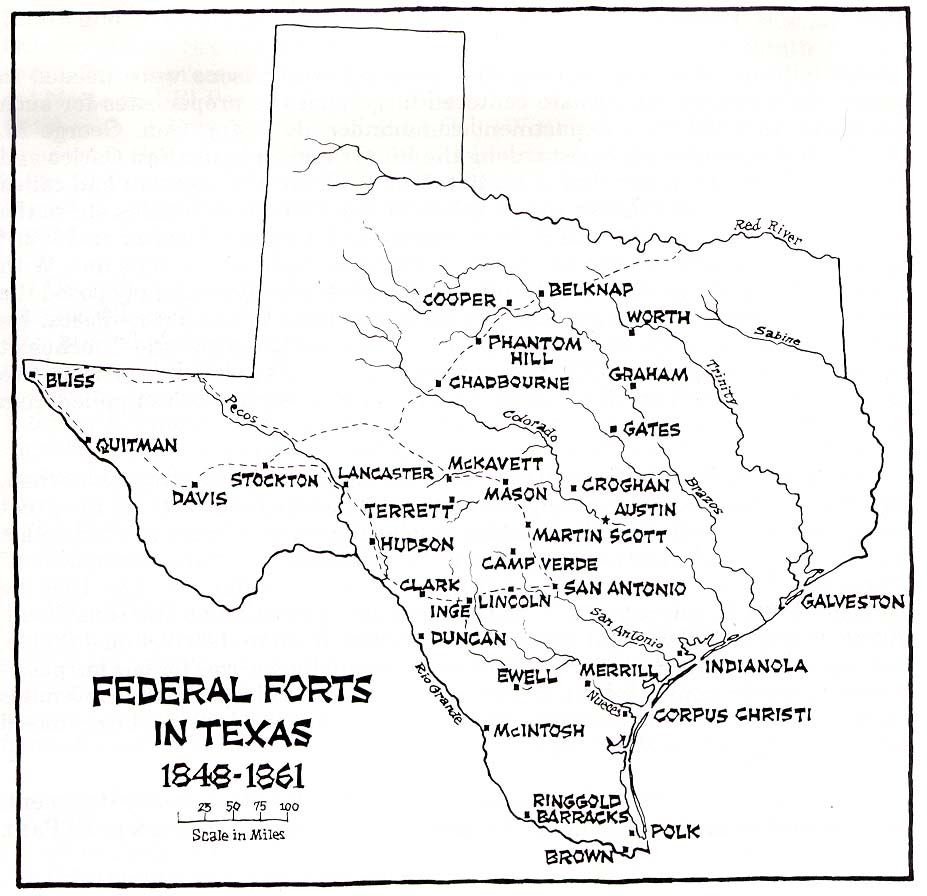 927x896 Texas Historical Forts Map