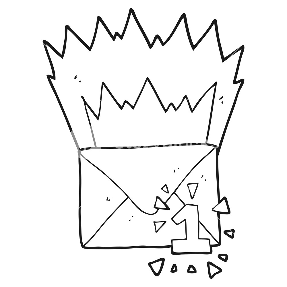1000x1000 Freehand Drawn Black And White Cartoon Email Message Royalty Free