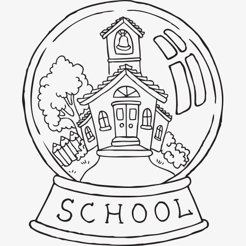 500x500 Learning Materials,desk,learn,textbook,school Bag,pen,line Drawing