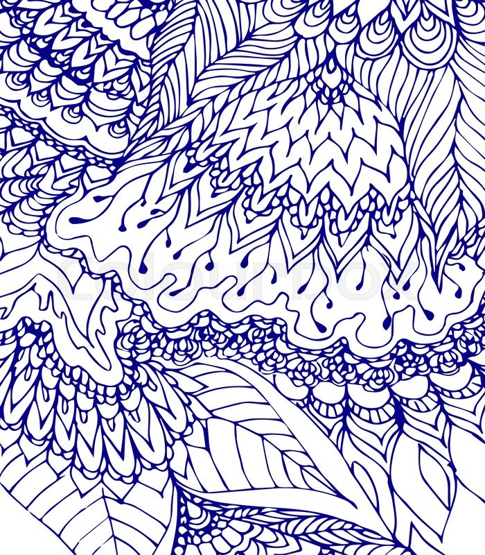 700x800 Blue And White Template. Doodle Drawing. Hand Drawn Pattern