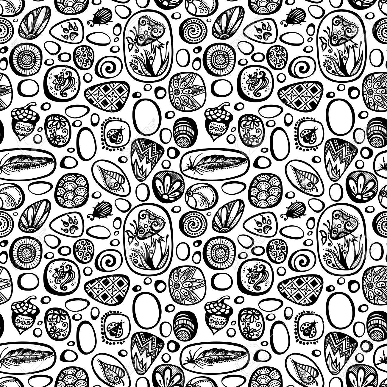 1300x1300 Vector Seamless Pattern Ornate Pebbles. Hand Drawing Texture