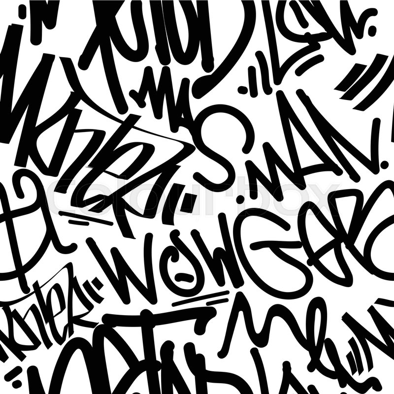 800x800 Vector Tags Seamless Pattern. Fashion Graffiti Hand Drawing