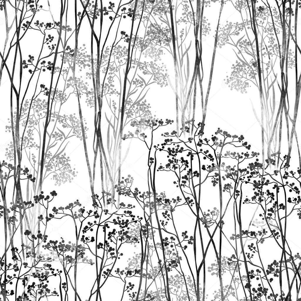 1024x1024 Digital Drawing And Watercolor Texture Of Trees Stock Photo