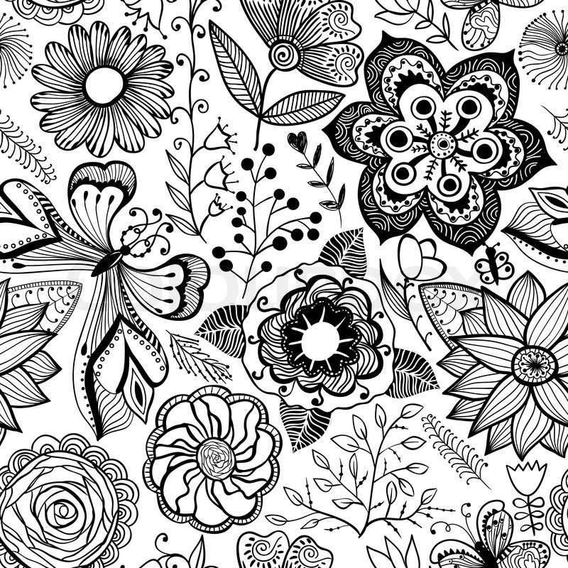 800x800 Abstract Floral Background, Summer Theme Seamless Pattern, Vector