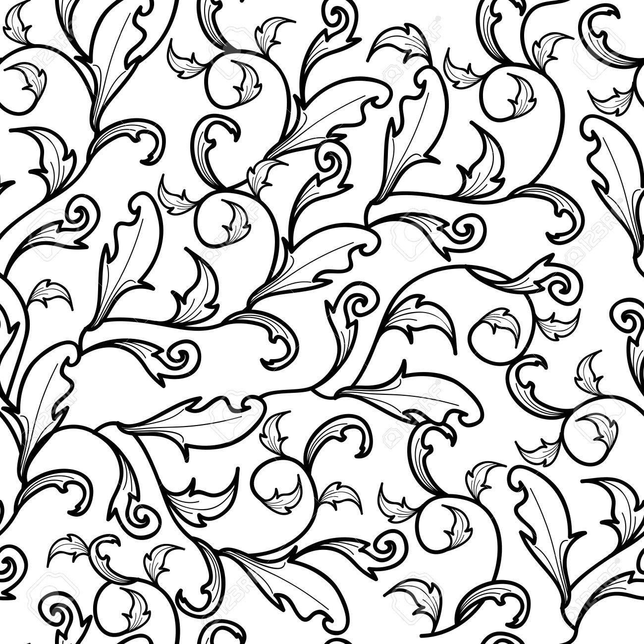 1300x1300 Seamless Vector Texture With Drawing Branch And Small Leafs