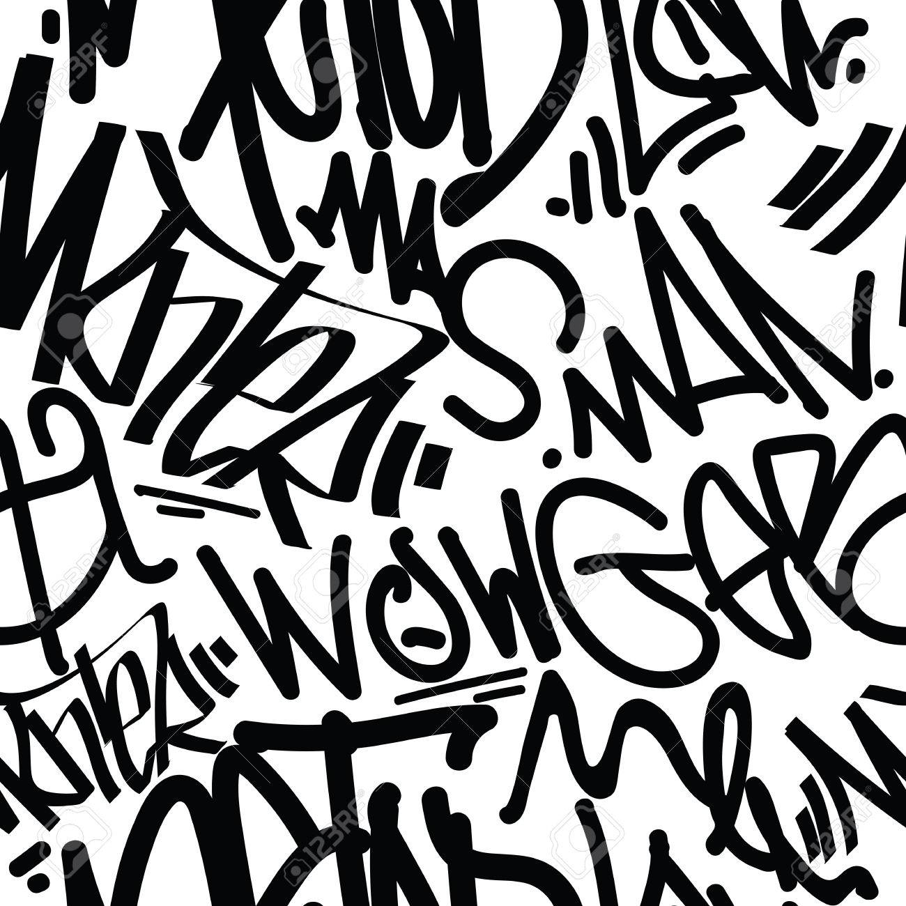 1300x1300 Tags Seamless Pattern. Fashion Graffiti Drawing Texture, Street