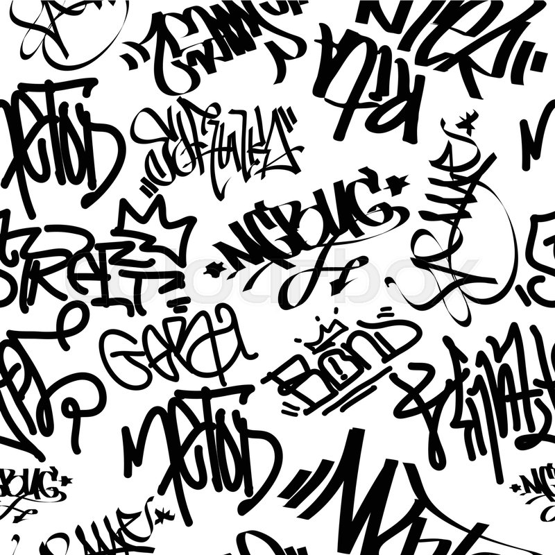 800x800 Vector Tags Seamless Pattern. Fashion Graffiti Hand Drawing