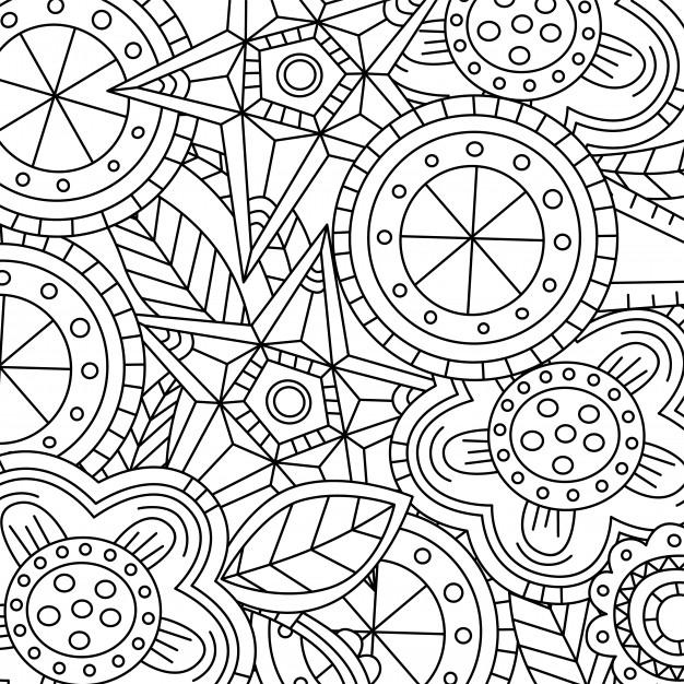 626x626 Floral Pattern Hand Drawn Texture With Flowers Vector Premium