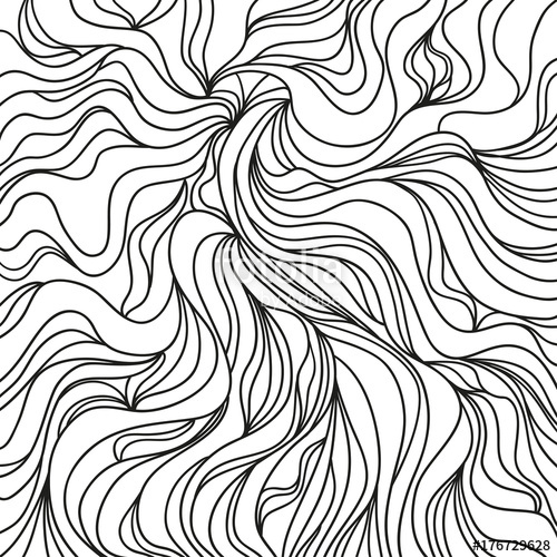500x500 Hair Texture. Monochrome Wave Pattern. Background. Hand Drawn