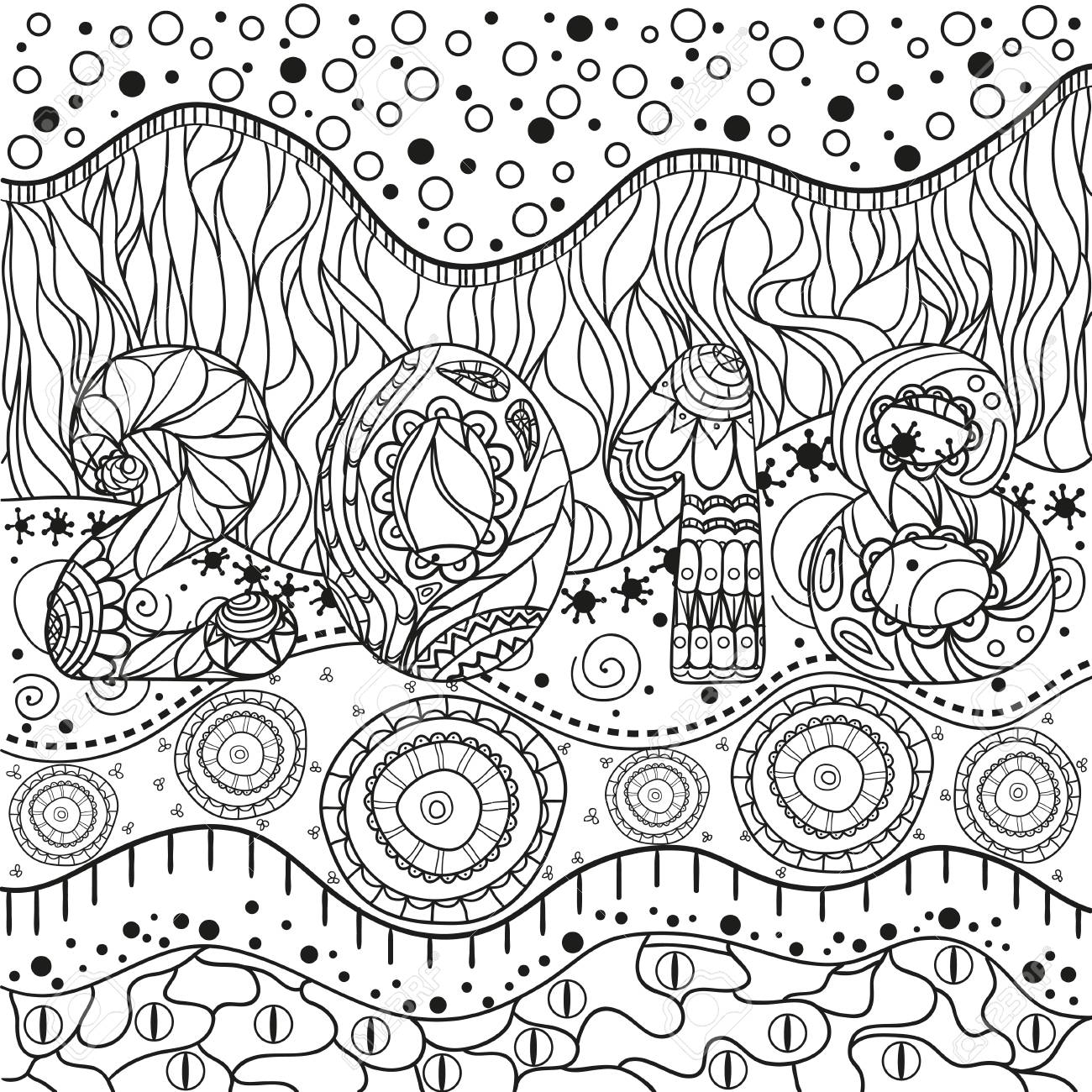 1300x1300 Abstract Eastern Pattern. 2018 New Year. Hand Drawn Texture