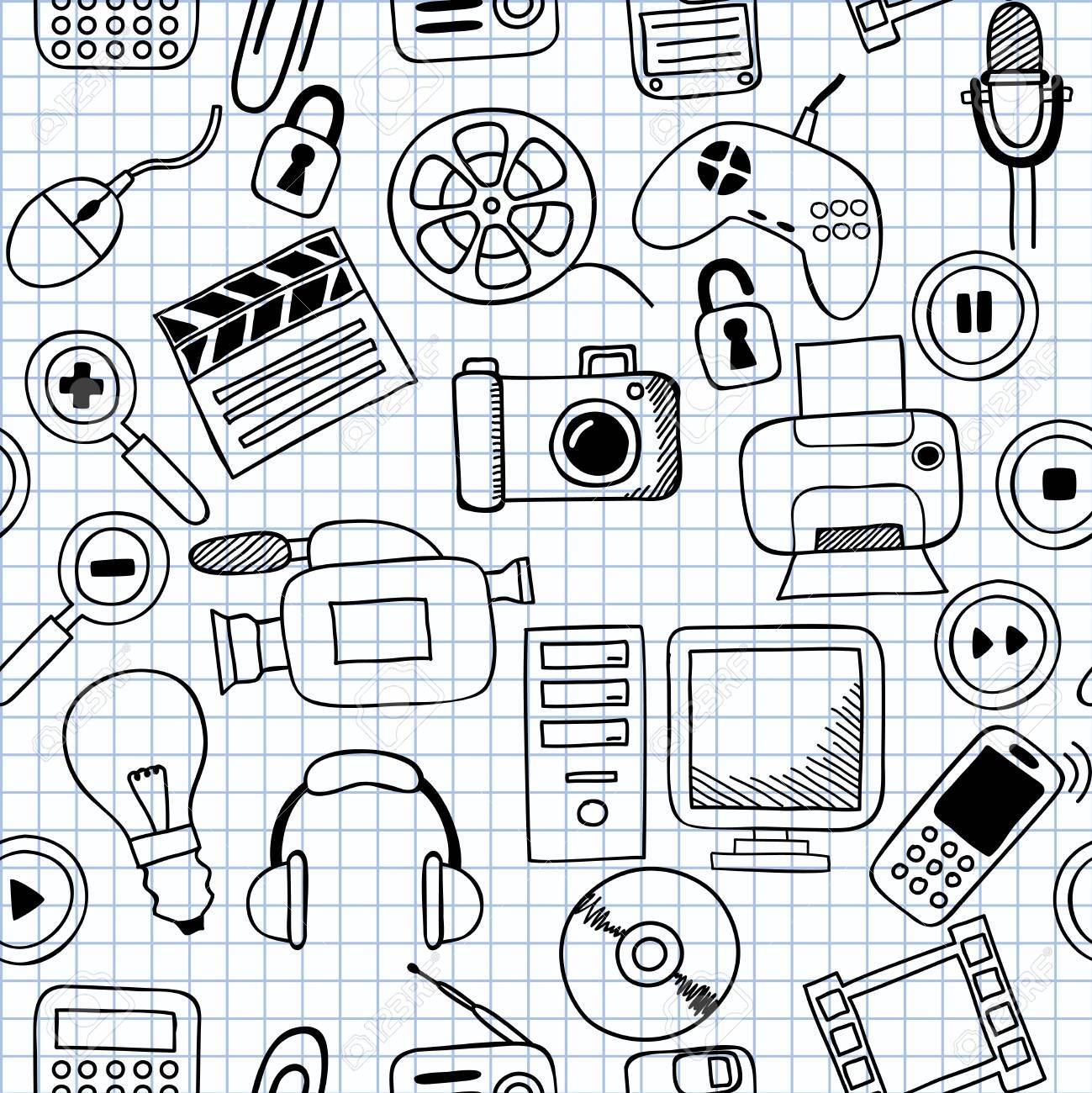 1299x1300 Illustration Of Seamless Textures On Electronics Royalty Free