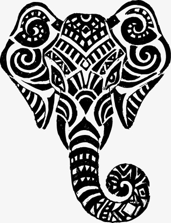350x456 Thai Elephant Positive Face Lines, Vector, Decoration, Thailand