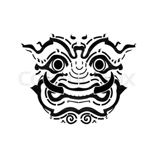 320x320 Monkey Hanuman,thai Art Pattern Vector Hand Drawing On A White