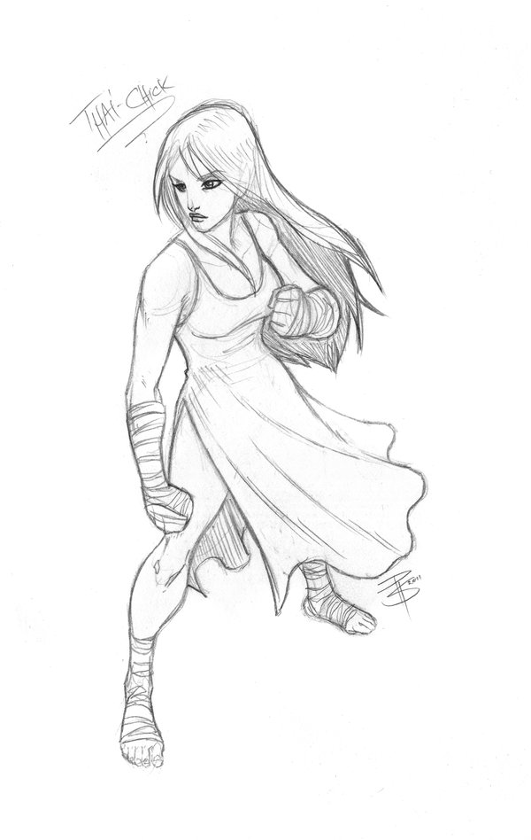 600x948 Sketchcom Muay Thai Girl By Fooray
