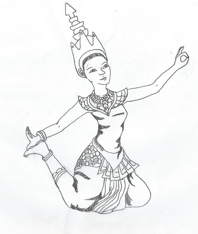 822x971 Thai Dancer Line Art By Cujiib101